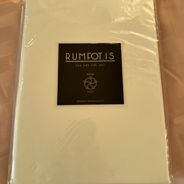 Hágæða Damask hvít rúmfatasett