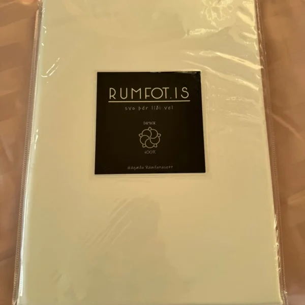 Hágæða Damask hvít rúmfatasett